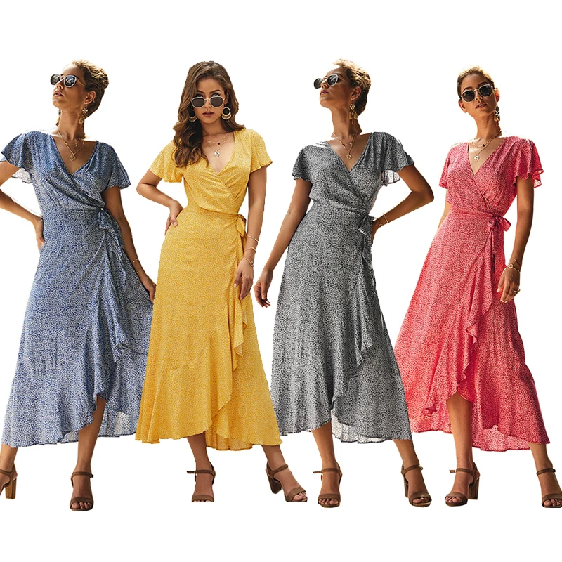 Vestidos Mujer Verano Encanto Luxury Summer Maxi Dress Ladies 2022 Cheap Casual Floral Printing Chiffon Korean Womens Dresses