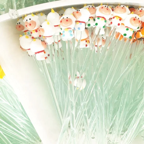 Handmade Colored Animal Glass Stir Sticks