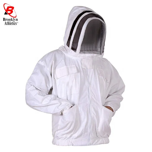 Professional Beekeeper Jacket Premium Breathable Cotton Coverall with round Veil Protective Work Clothing Safety Suit
