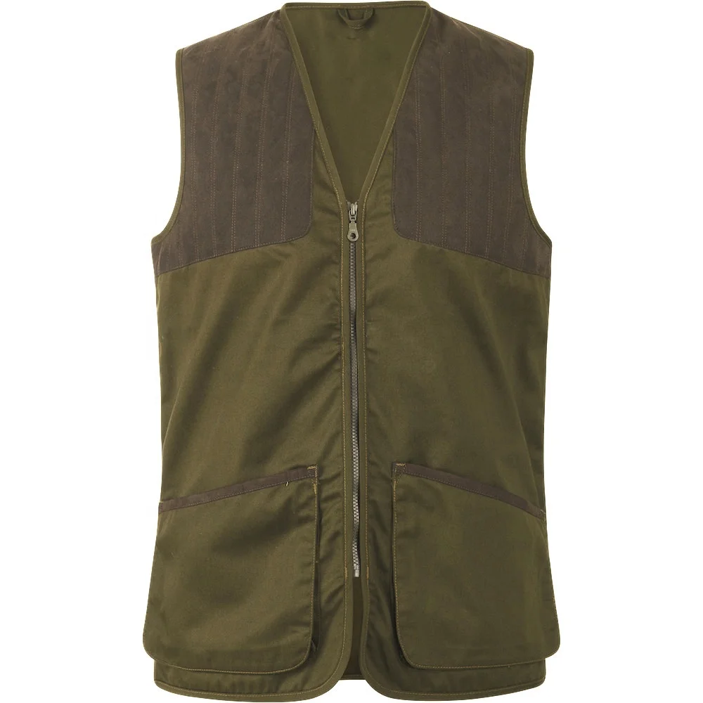 
Classic Waistcoat Shooting Skeet Vest In Green With Both Side Micro Suede Shoulder 