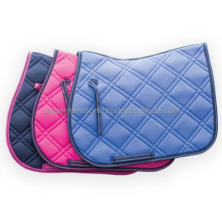 Top Selling Equestrian Custom Satin Fabric English Dressage Saddle Pad Blue Horse Riding Pad AVailable in wholesale price