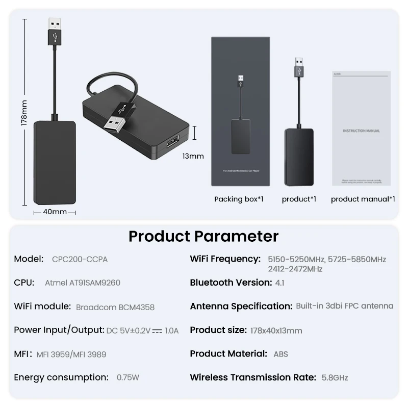 Carlink Cpc200 Ccpa Android Auto System Wired To Wireless Carplay Usb Dongle Ai Box Adapter Car Play Android Box For Cars