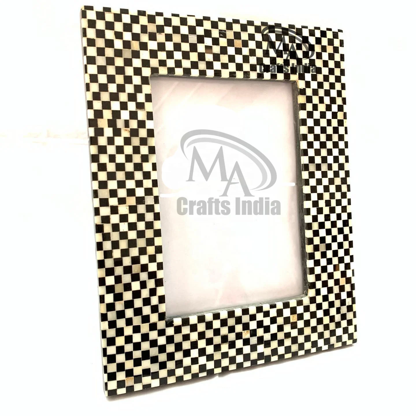 High Quality Vintage Bone Inlay Wall Decor Hand Carved Wood Glass Metal Photo Frame Black & White Colors Resin Plastic Materials