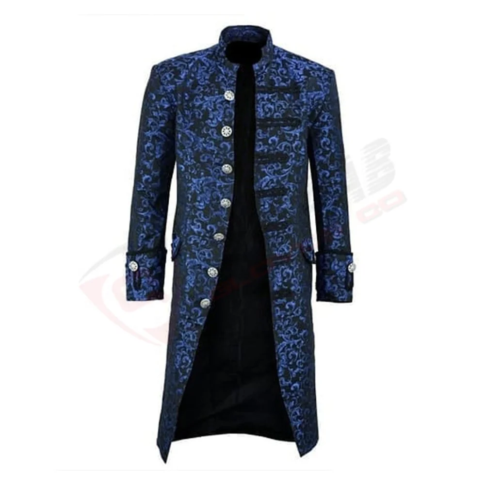 Mens Tailcoat Jacket Gothic Coat Uniforms Long-Sleeve Suit Jacket Vintages Fashion  Cotton Coats