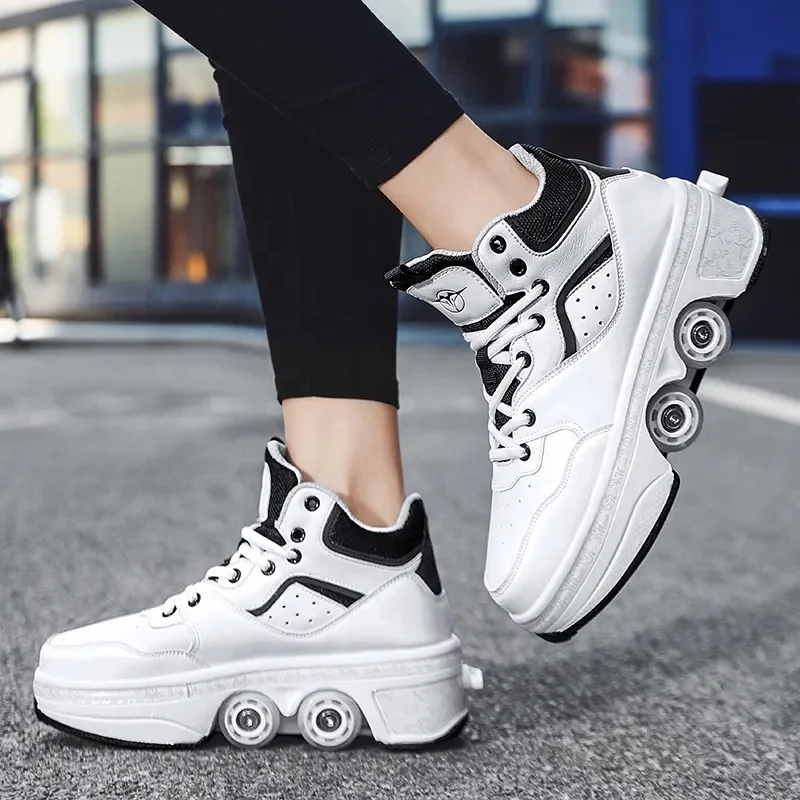 Deformation Parkour Four Wheels Rounds Of Running Casual Sneakers Unisex  Roller Shoes Skating Shoes wholesale