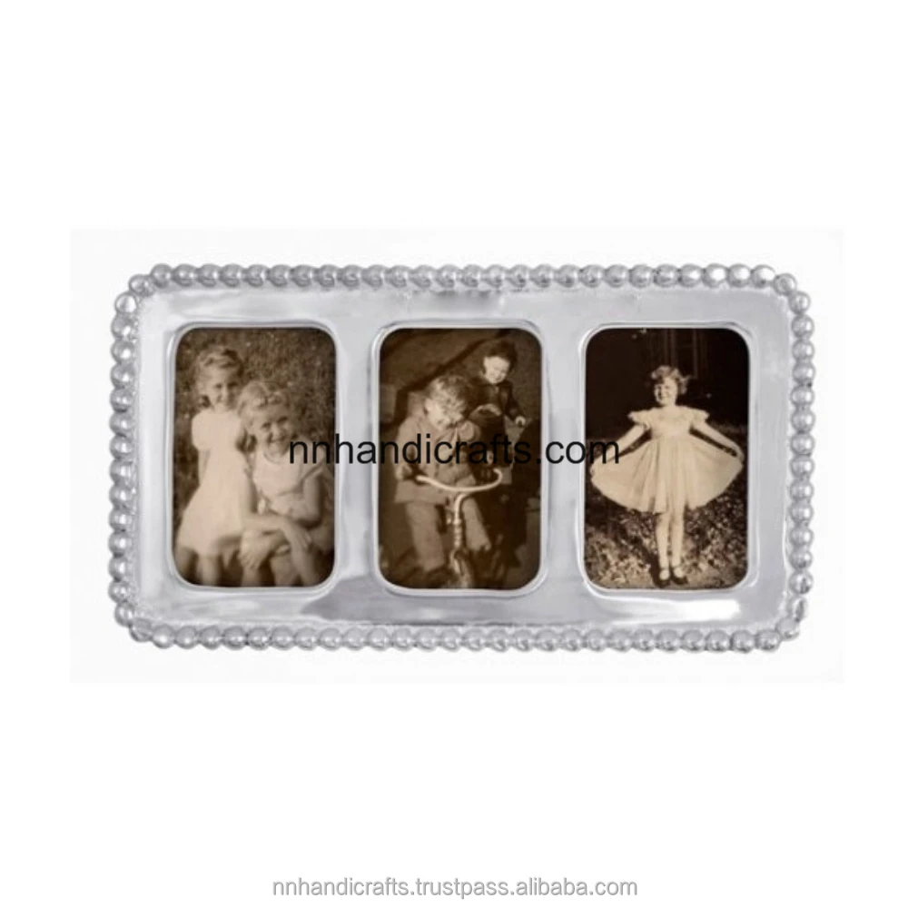 Postmodern Metal Steel Silver Powder Coated Rectangular Hammered Wall Frames Photo Frame Table top Photo Frame For Husband Wife