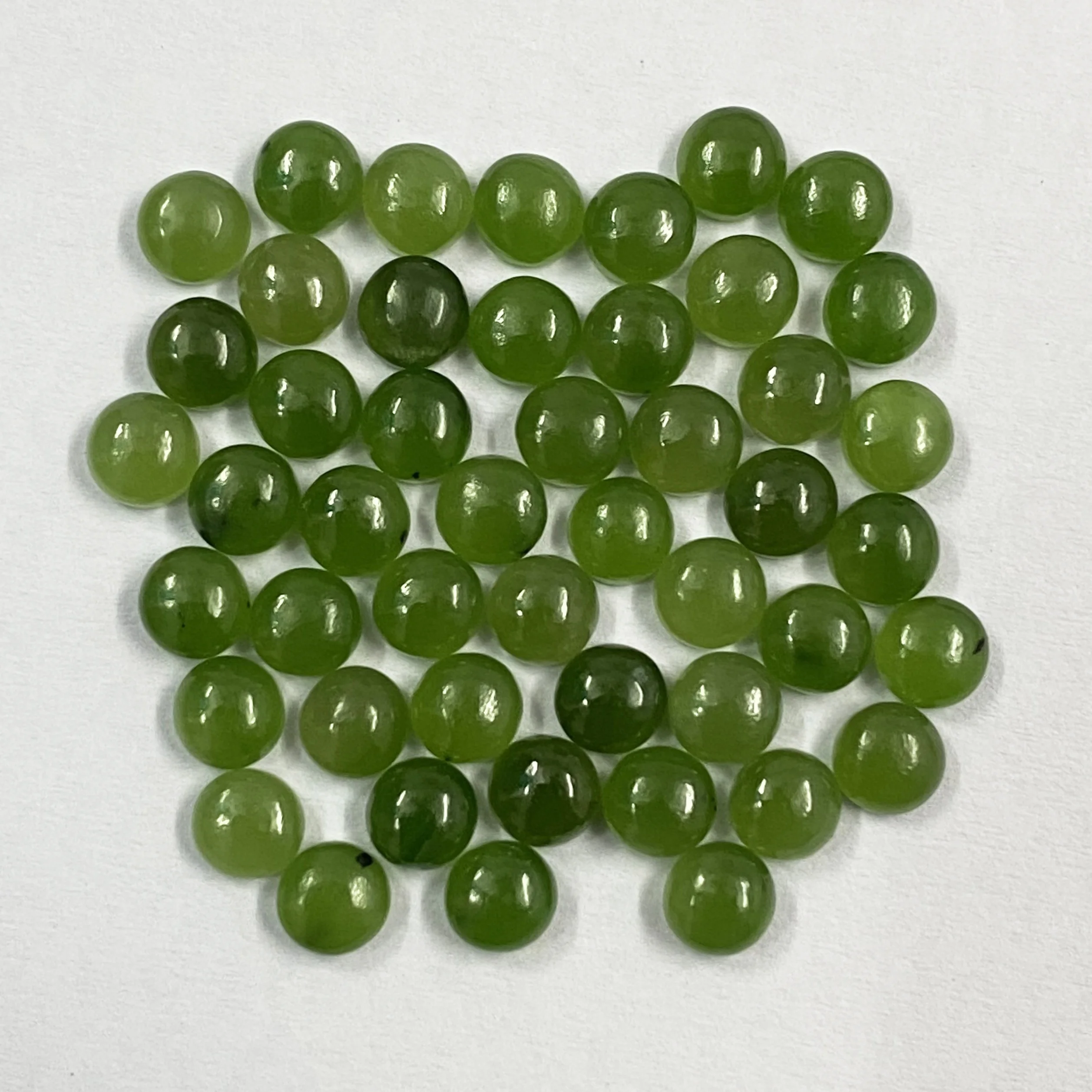 Best Selling Green Nephrite Jade 6mm Round Flat Cabochon 100% Natural Gemstone Wholesale Factory Price Shop Online From Supplier