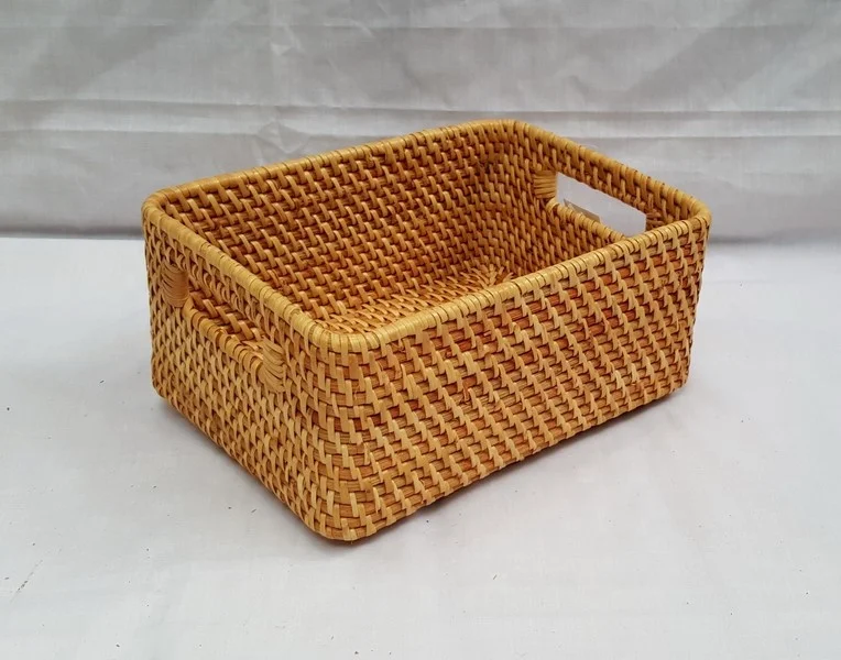 High quality Natural Rattan Storage Basket storage basket for home storage & organization With Handle made in Vietnam
