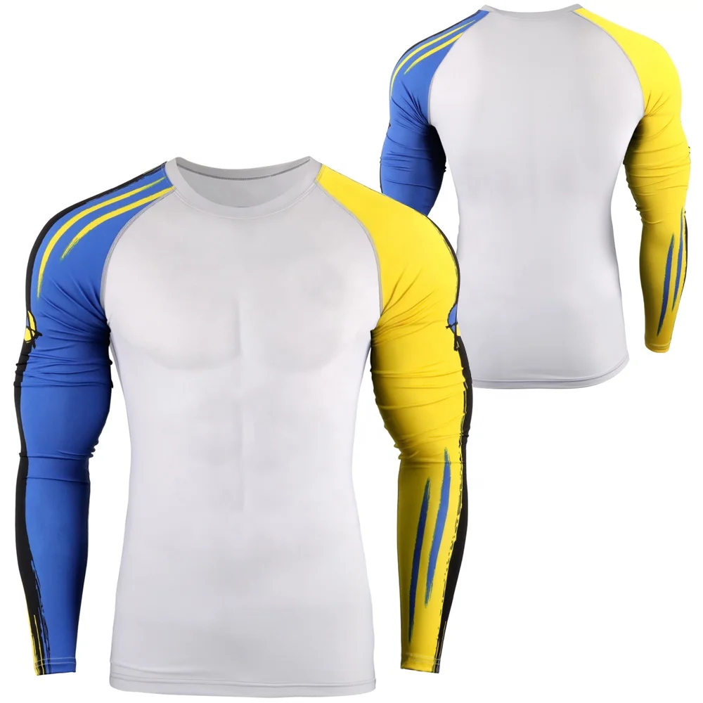 wholesale custom logo quick dry up long sleeve compression t shirt surfing rash guard swim shirt mens Rash guard
