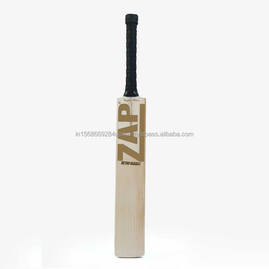 Top Grade Quality Handcrafted ZAP Vintage Retro Reserve English Willow Bat for Cricket Training and Practicing Use from India