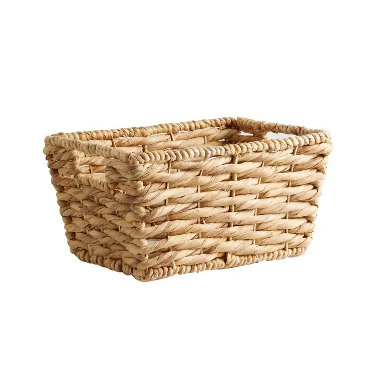 Handmade Vietnamese Haycinth Wicker Storage Basket Tray Home Kitchen Food Safe Organizing Crafted from Cloth for Tool Storage