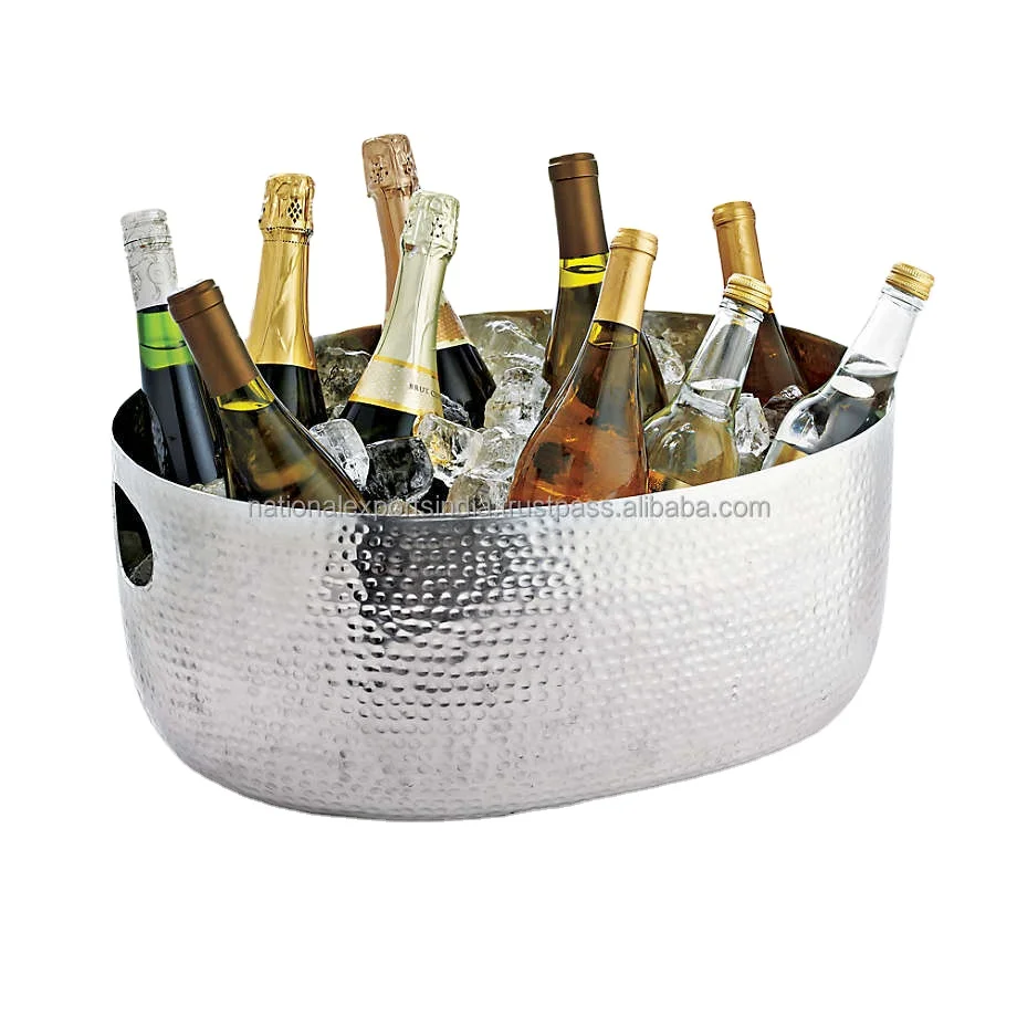 Handmade Wine Good Quality Polishing Hammered Ice storage Buckets Ice Wine Chiller