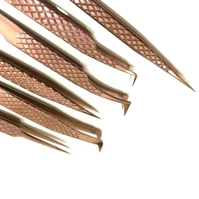 Extension Eyelash  Tweezers Set Volume Eyebrow Private Label Magnetic Stainless Steel and Plastic Individual Lash Tweezer
