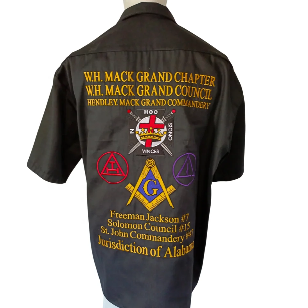 Customized Masonic Shirt with Embroidered Square and Compass and Working Tools All-Seeing Eye plus size T shirts