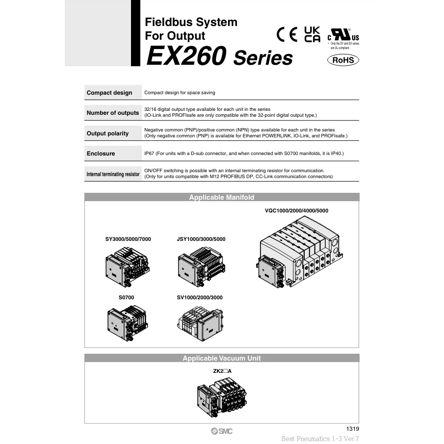 [SMC Pneumatics]Fieldbus System EX260-SMJ2