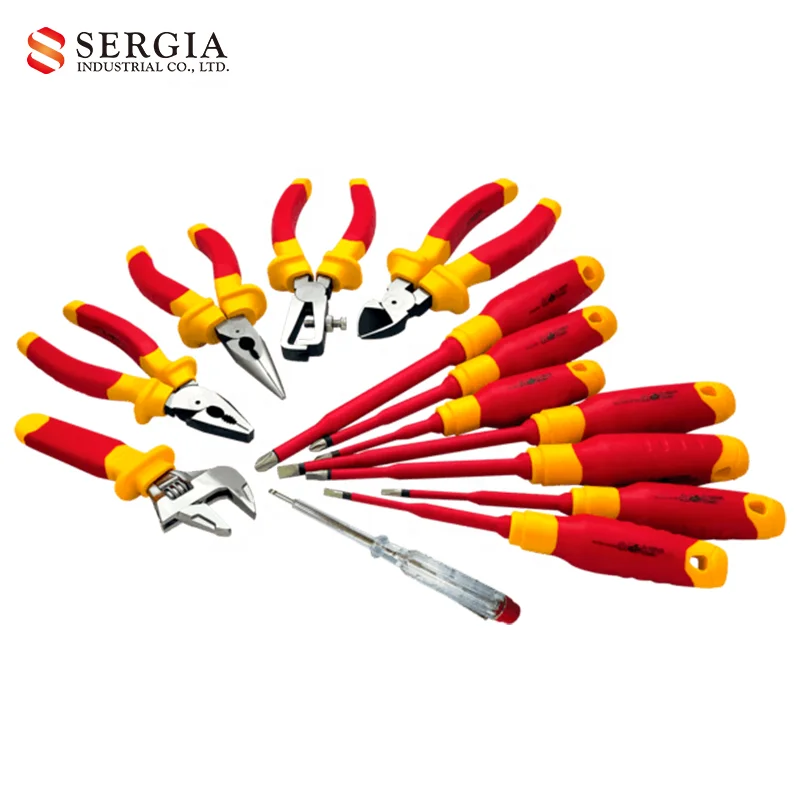 Taiwan Insulated VDE Screwdriver & Pliers & Adjustable Wrench Electrician Combined Tool Set