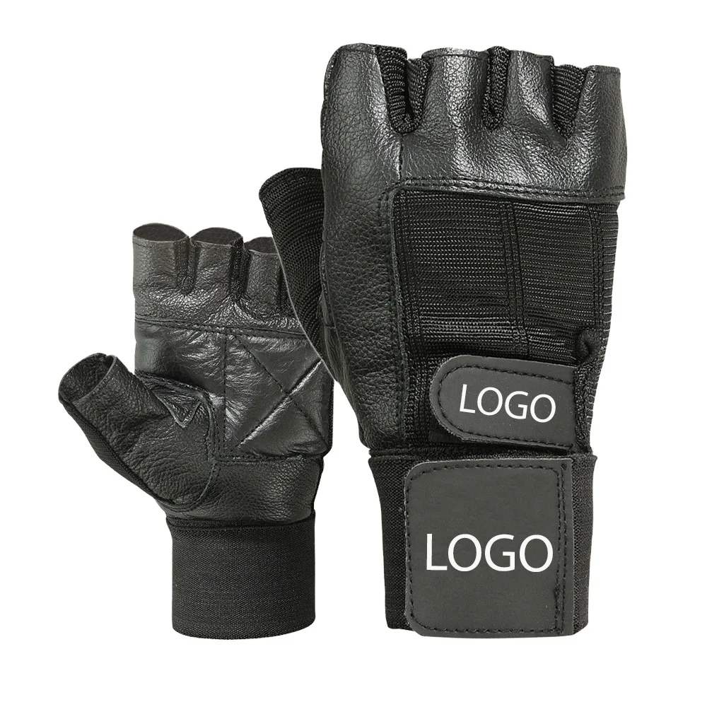 High Quality Customizable Half-Finger Leather Gloves Heavy Duty Weightlifting Fitness Gear for Gym and Sports