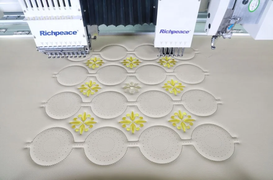 Richpeace Automatic Lifting Head Punching+Sewing+Embroidery Machine For Leather Interiors 3 Functions In 1