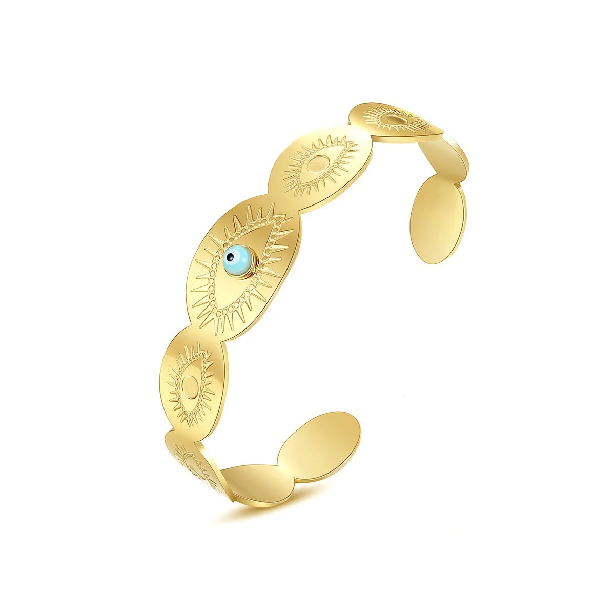 2024 New Trendy Jewelry Fashion Design Sense Stainless Steel 14k Gold Eye Necklace Bracelet Ring Jewelry Set