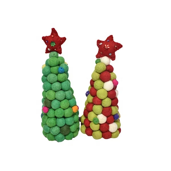Felted ball Christmas tree ornaments/Felt Ball tree for Christmas decoration/Best seller Felt Christmas Handicraft fair made