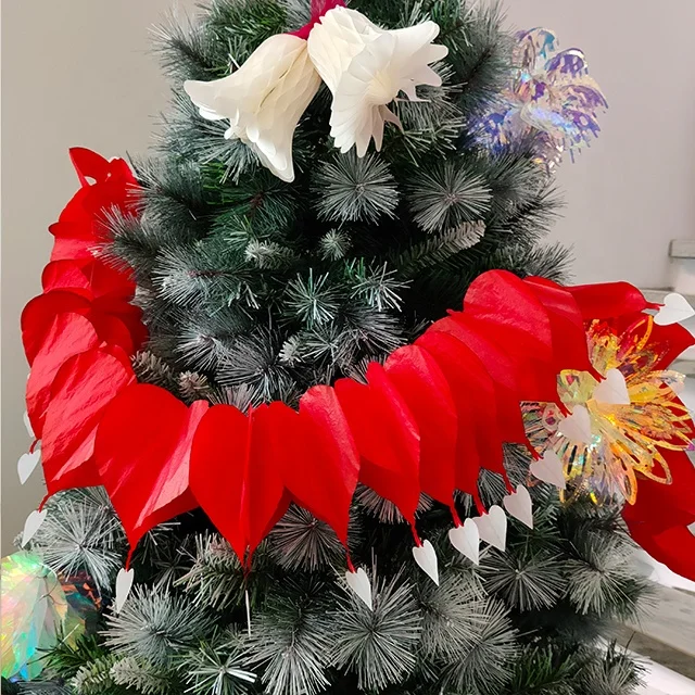 heart shape of honeycomb paper garland for wedding decoration