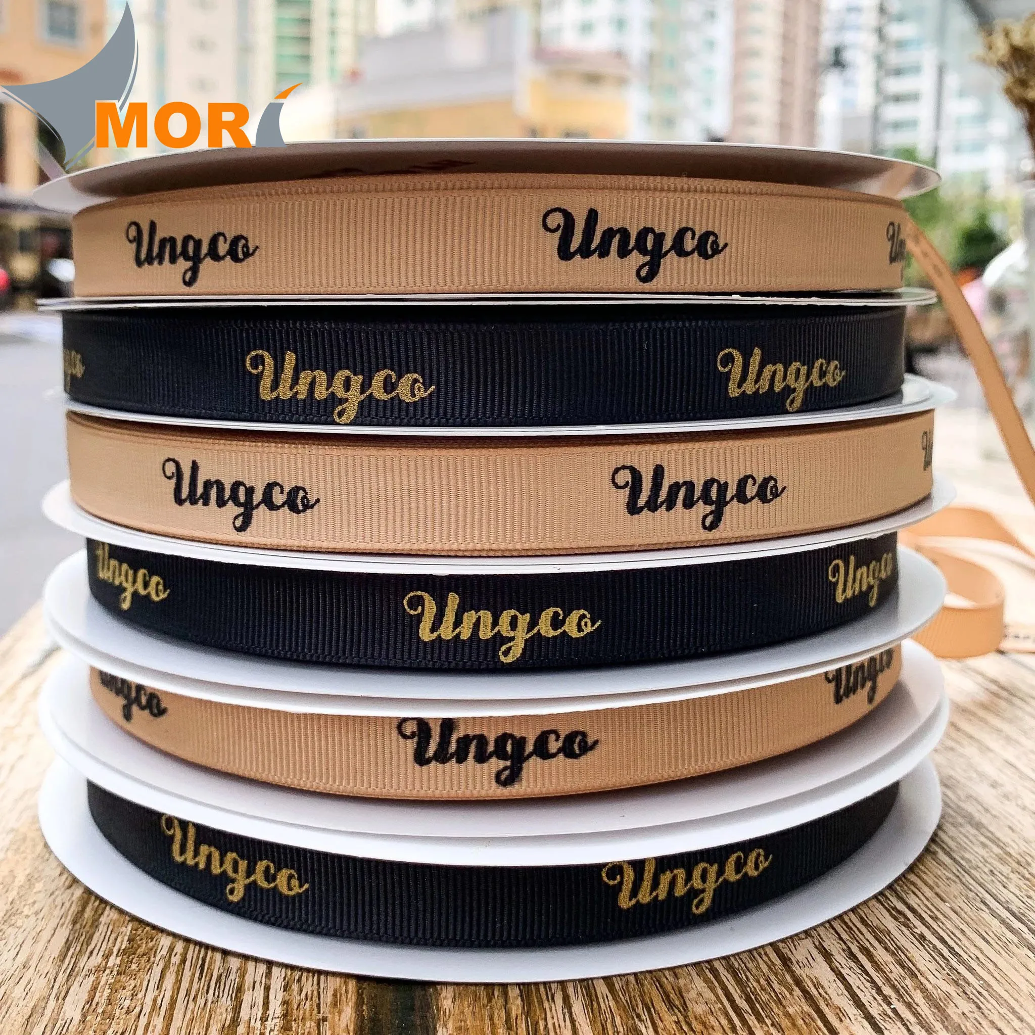 MORI Silk ribbon gift ribbon with embossed logo brand Viet Nam factory Decorative Ribbon With Personalized Logo Celebrate