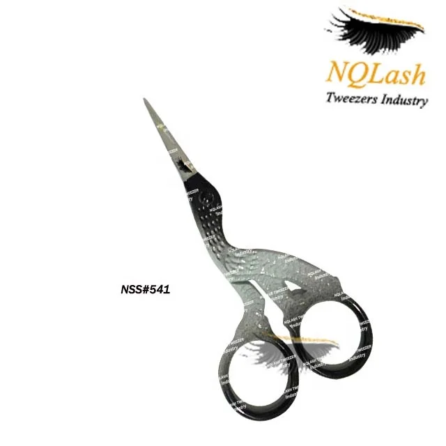 High Quality Moon Shape Glitter Black Color Eyelash Mirror with Handle Custom logo Stainless Steel  Mirror NQLASH Tweezers