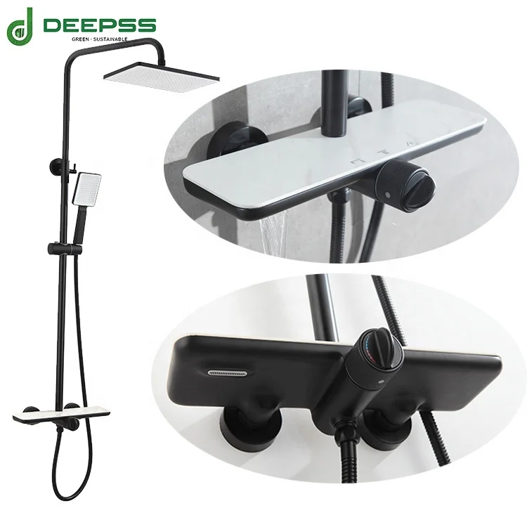 DEEPSS china wholesale supplier 9inch ABS wall mounted rain water rainfall bathroom shower system shower mixer column set