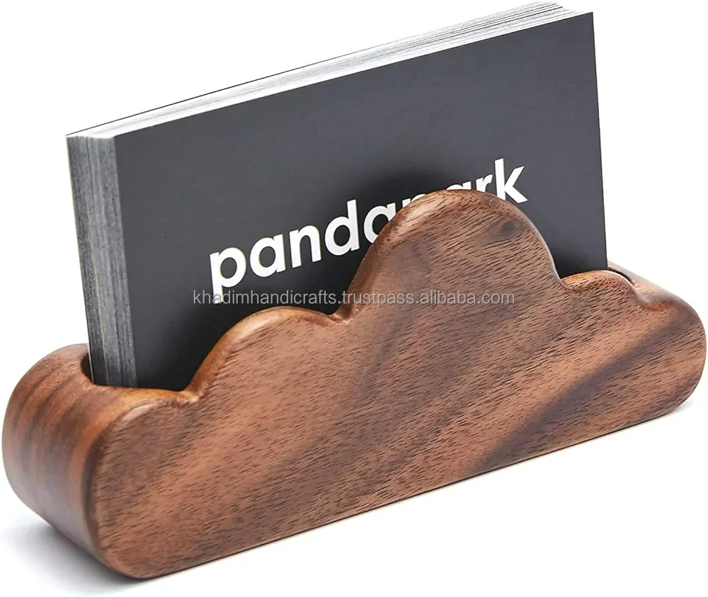 Natural acacia wood unique shape and design card holder of acacia wood with best quality and inlay