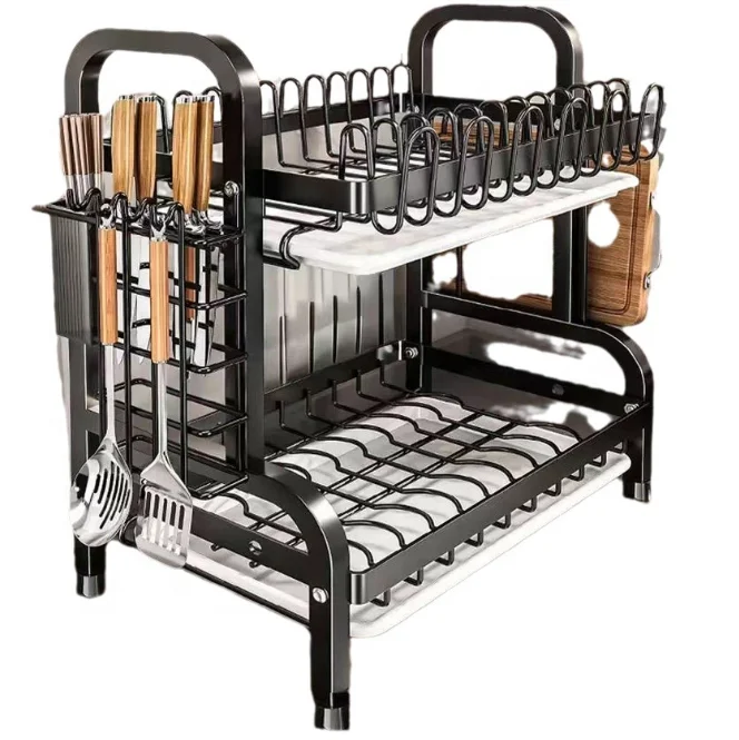 Kitchen dish  rack  Storage Shelf Wholesale Dish Drainer Metal Storage Container KSS473