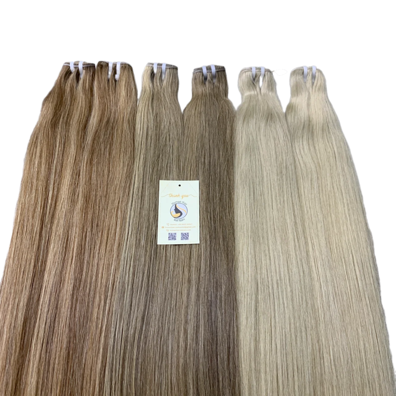 New Arrival Wholesale Piano and Ash Highlight Long Blonde Vietnamese Weft Human Hair Extensions