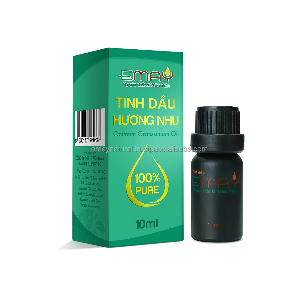 Emay Natural Steam Essential Oil Extracted From Holy Basil Set 10 50 100 ml Bottled Aromatherapy Diffuser Oil Accept OEM Order