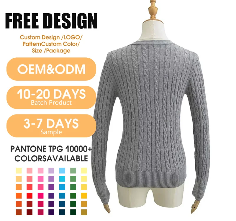 Custom LOGO OEM & ODM women sweater pullover  Pattern knitwear winter anti-pilling  designer custom knit sweater