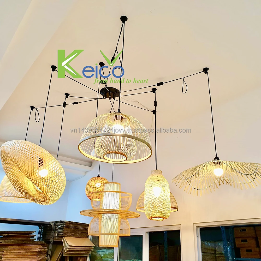 Вьетнамский ротанговый абажур для гостиной потолочный светильник бамбуковый из ротанга подвесной настольная лампа
