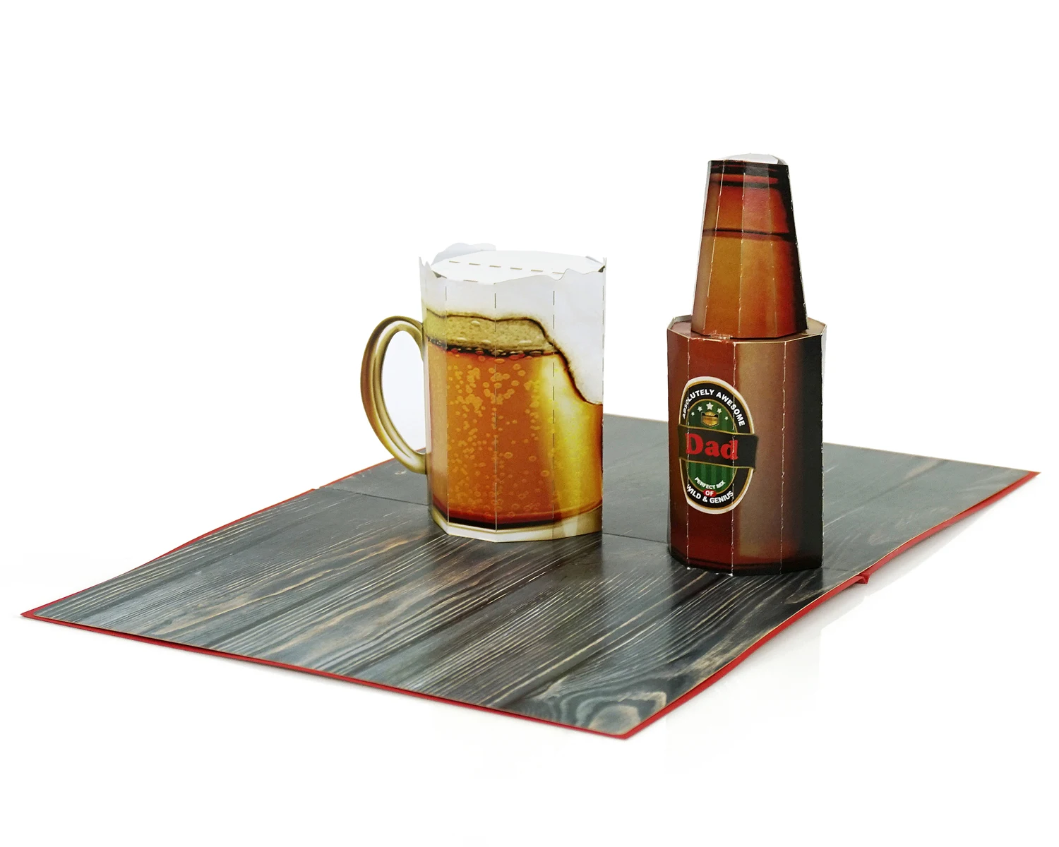 Custom Best Dad In The World with 3D pop up card of beer bottle and beer mug
