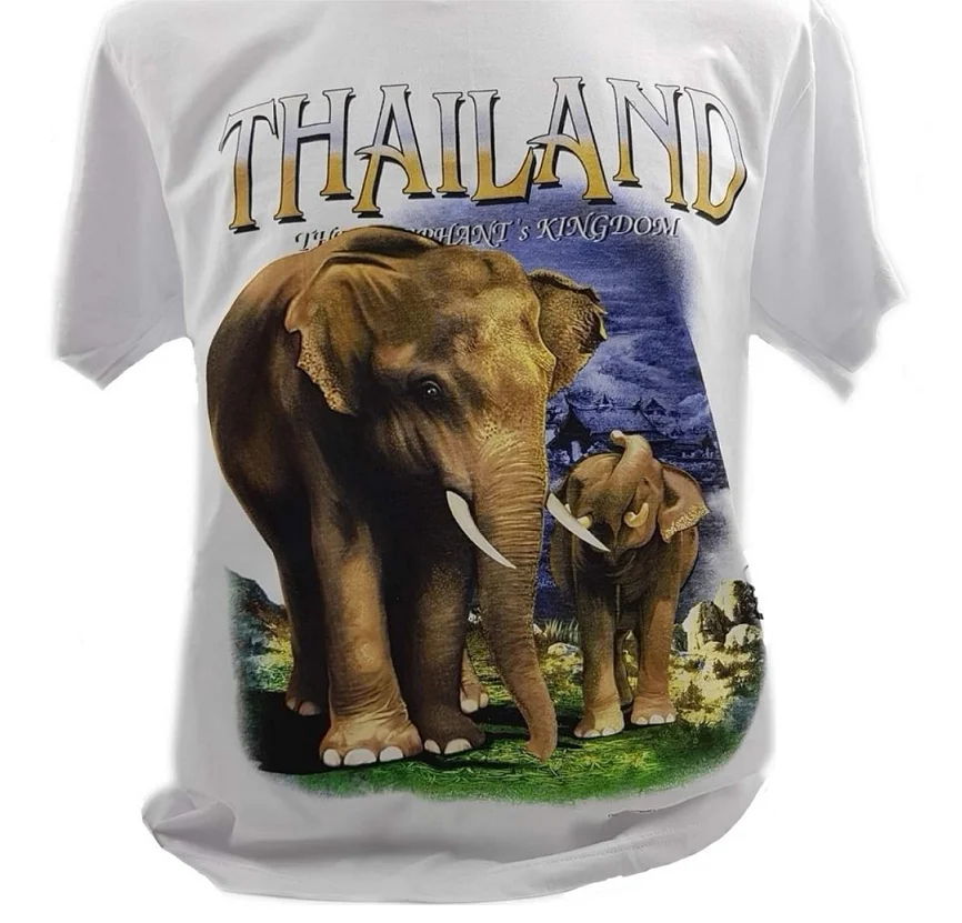 Elephant Kingdom T-Shirt OEM Custom 100% Cotton Premium Quality Casual Wear O-Neck Collar Original Design for Women Men L Size
