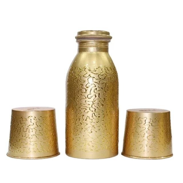 World Class Classic Mechanic Embraided Golden Copper Bottle with Glass Set at a reasonable price
