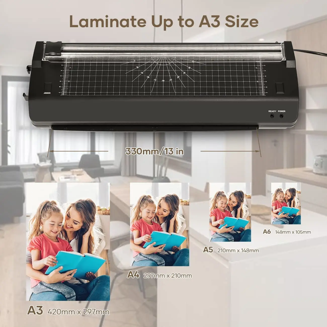 Automatic Thermal Film Laminating A3 A4 Size Double Roller Laminating Machine with Manual Button