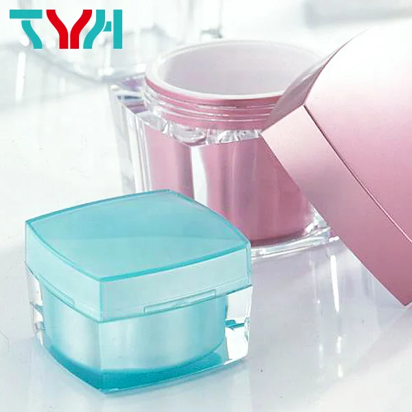 15ml 20ml 25ml 30ml 50ml 60ml PMMA Acrylic Luxury Square Arched Double Wall Plastic Cream Jar For Personal Care (FR Series)