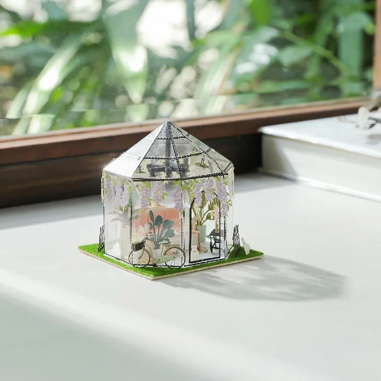 [4R] Hot Sale Amazon Glass Greenhouse Miniature DIY Kit Paper Craft for Girl