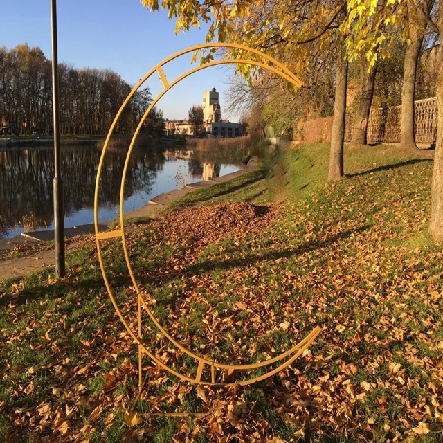 Gold Metal Moon Wedding Arch Wedding Flower Arch Decoration LED Light Walkway Decoration Flower Stand Road Lead for Weddings