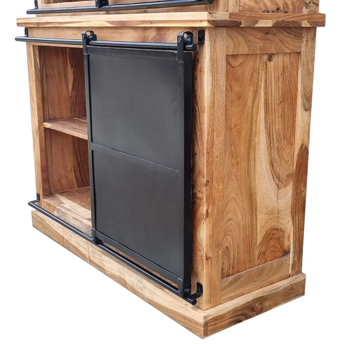 160 cm solid acacia wood dutch sliding door vaisselier cabinet 2022 industrial style buffet cabinet in natural and dark finished