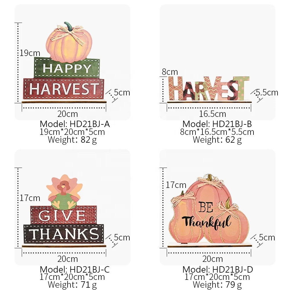High quality autumn happy thanksgiving harvest home decorations wooden pumpkin frame