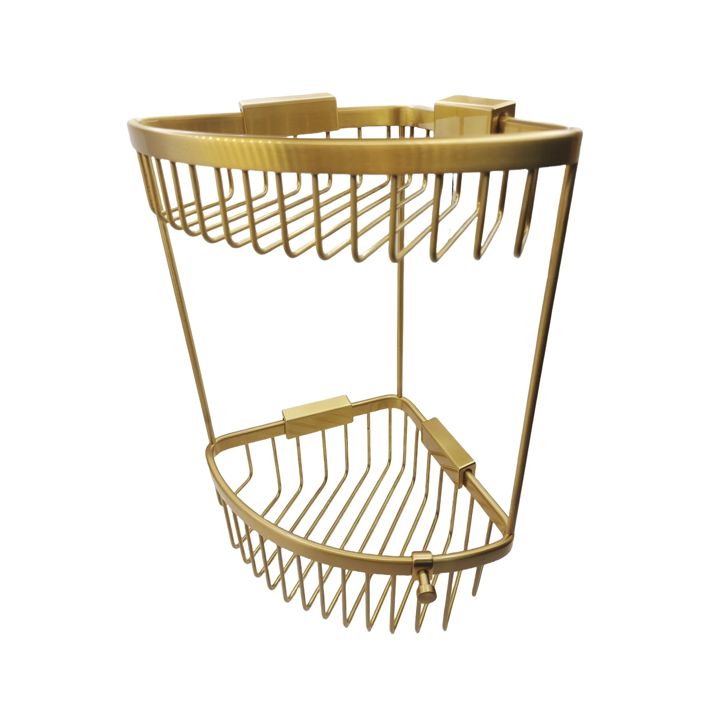 Элегантная угловая корзина из матовой латуни для ванной или кухни (30707)