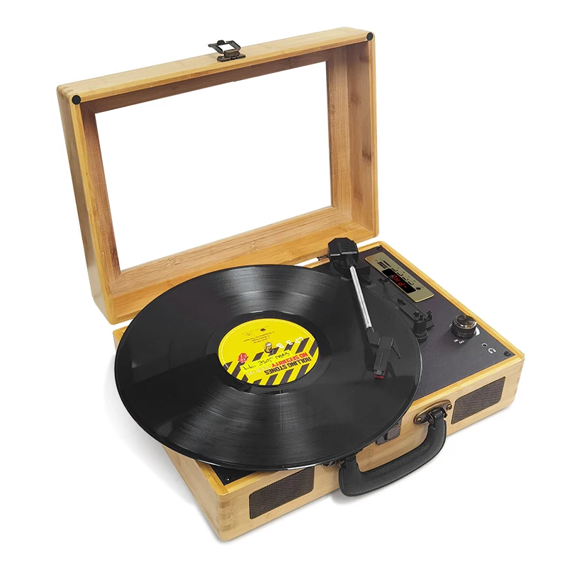 Проигрыватель с 3-скоростными записями, сменный рубиновый стилус, Виниловый проигрыватель с Bluetooth