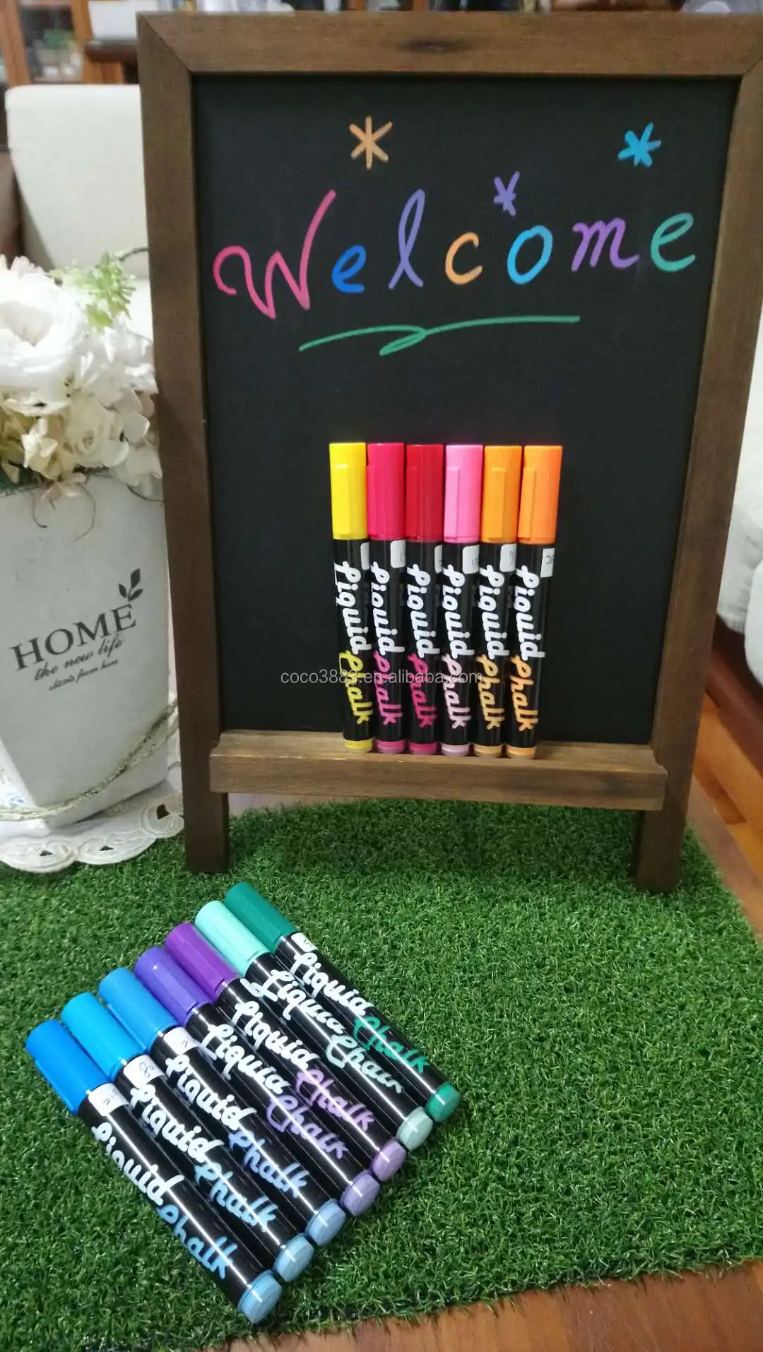 10 mm Parallel Flat Nib Fluorescent color Water based Erasable Liquid Chalk Marker 50 colors