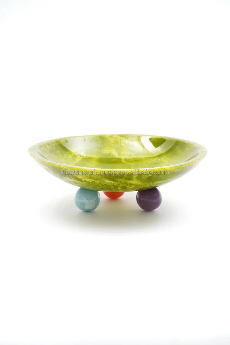 Large Green Bowl With Ball Feet Tabletop And Decor Dinnerware Food Server Bowl Decorative Rounded Durable Food Resin Fruit
