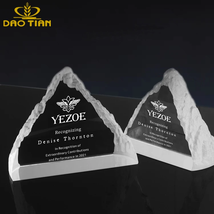 Custom 3D laser engraving k9 crystal glass unique Peak Iceberg awards for Sports themed Awards