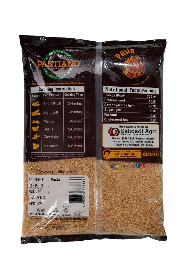 Normal Wheat Semolina Roasted Vermicelli Italian Pasta Premium Quality And Taste - 5 Kg Pasta Packets