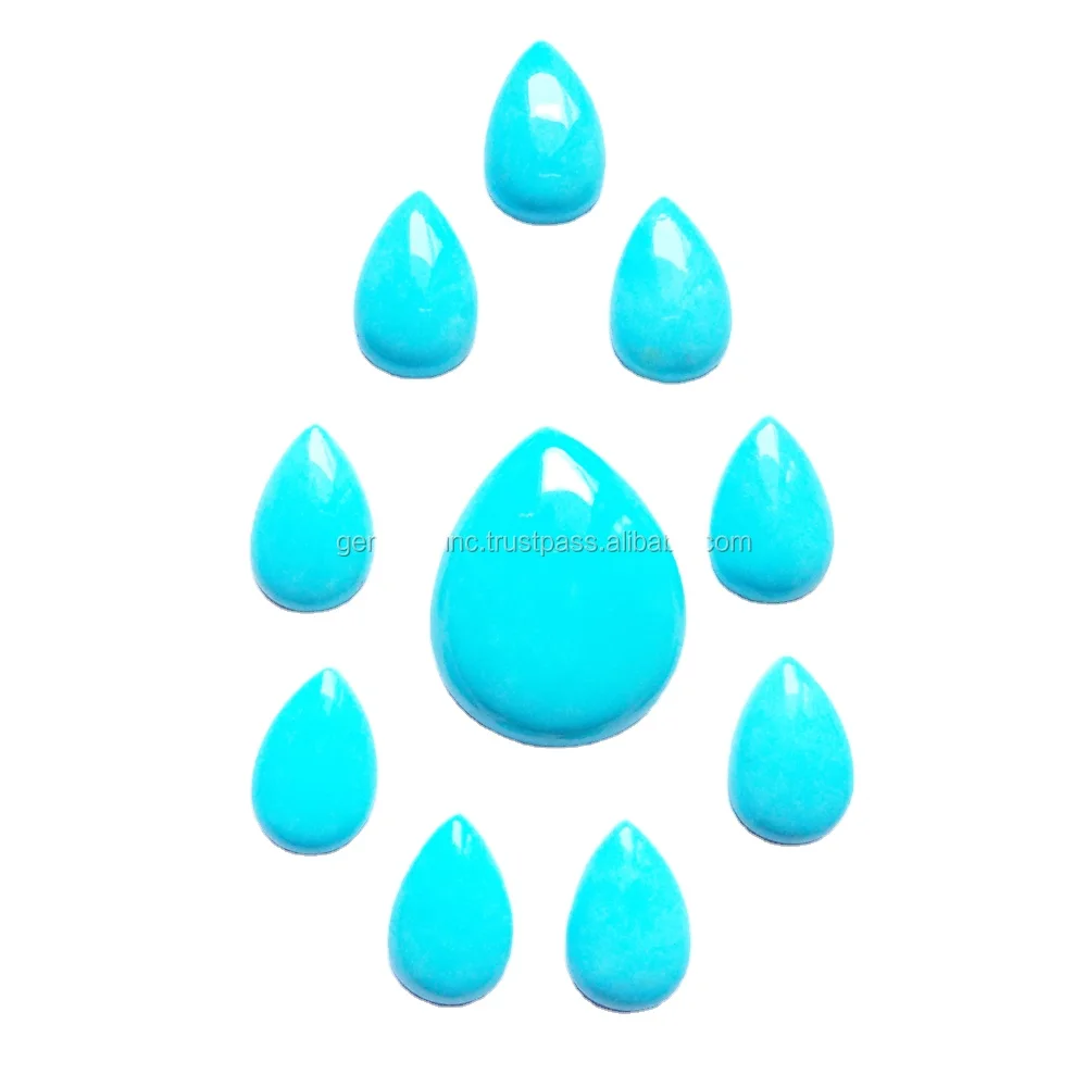 Natural Arizona Turquoise Oval Pear Shape Cabochon Free Sizes Loose Gemstone High Quality Jewelry Making Stone Blue Turquoise